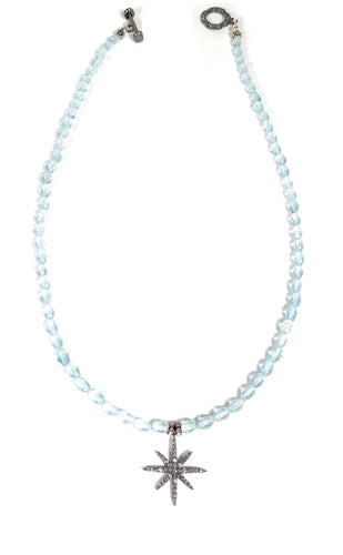North Star White Topaz Pendant with Baby Blue Ovals