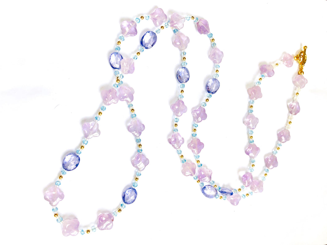 Summer Stunner! Blue, Lavender and Violet Gemstone Necklace