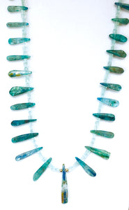 Aquamarine and Unusual Kyanite Statement Necklace