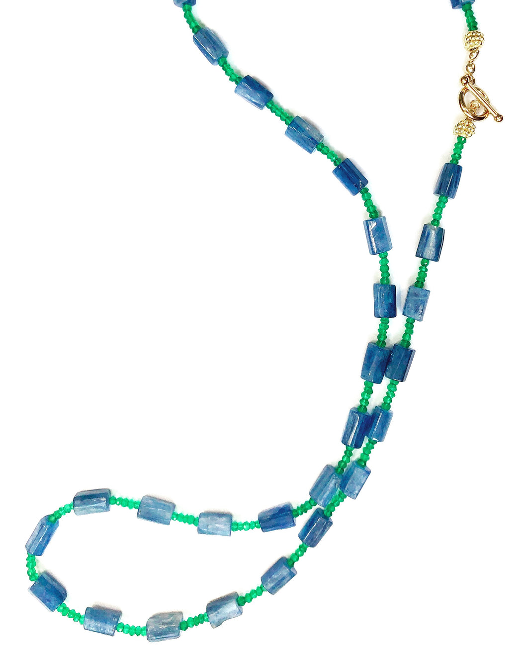 Stunning Kyanite and Green Onyx Necklace
