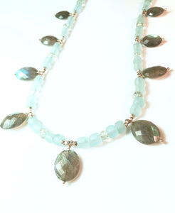 Sea Glass, Sterling and Labradorite Necklace