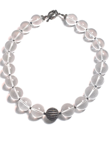 Beautiful clear quartz, hematite and white topaz necklace stunner!