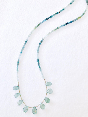 Weekend Style! Faceted Ombre Moss Aquamarine Necklace