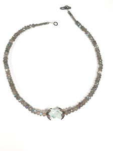 Faceted Labradorite with Natural Aquamarine Necklace