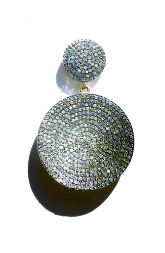 Two-Tier Earrings with Double Diamond Discs