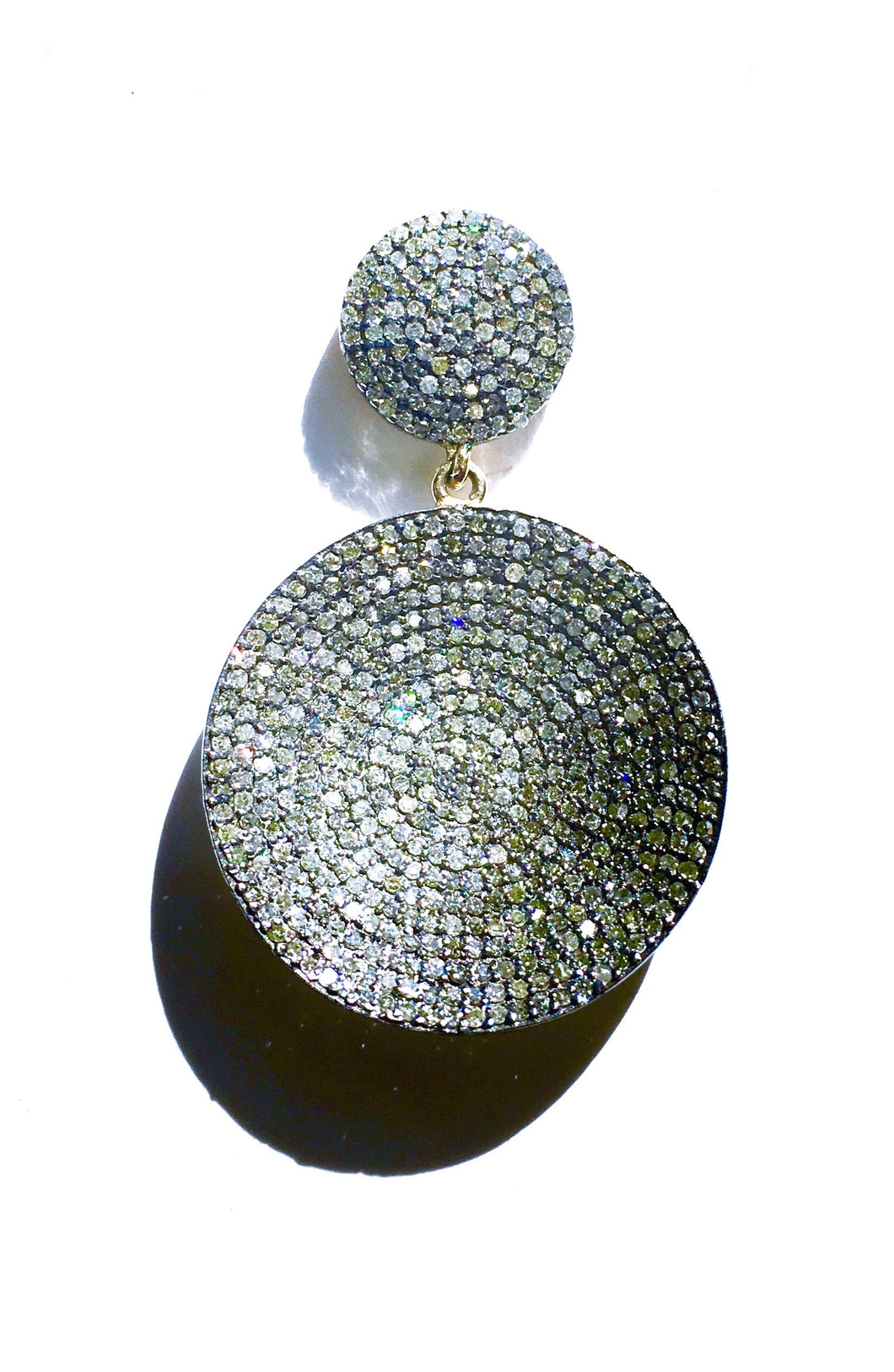 Two-Tier Earrings with Double Diamond Discs
