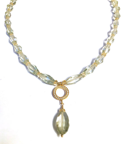Green Amethyst Faceted Elegant Necklace