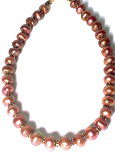 Gorgeous, Brandy Colored, Freshwater Pearl Necklace