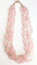 Glowing Rose Quartz Triple Strand Necklace