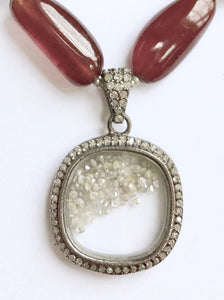 One of a Kind! Amazing Diamond and Hessonite Garnet Necklace