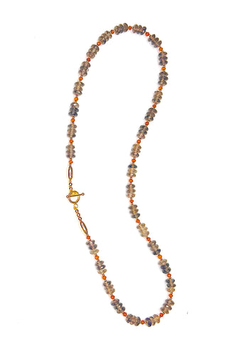 Stunning Faceted Smoky Topaz & Hessonite Necklace